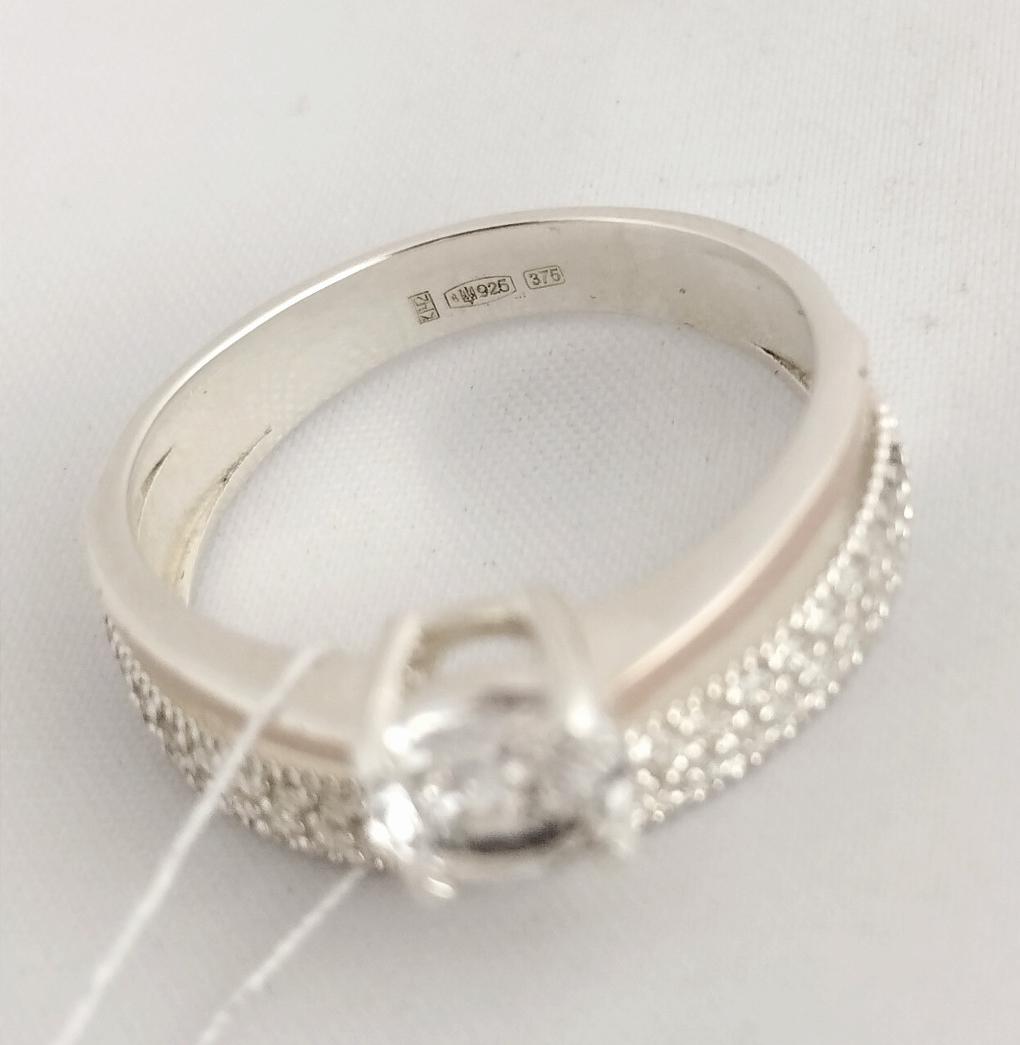 Серебряное кольцо с золотой вставкой и цирконием (33735685) 1