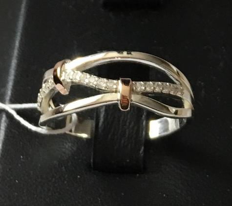 Серебряное кольцо с позолотой и цирконием (30512761) 0
