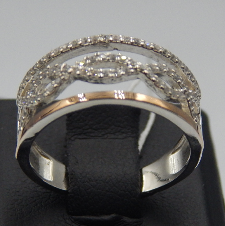 Серебряное кольцо с позолотой и цирконием (31788509) 0