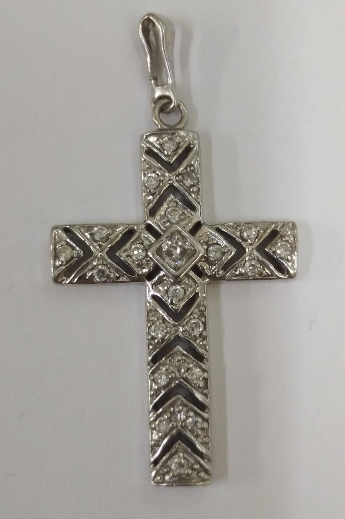 Срібний підвіс-хрест із цирконієм (32749713) 0