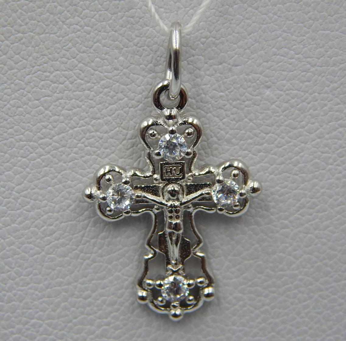 Срібний підвіс-хрест з цирконієм (33275989) 0
