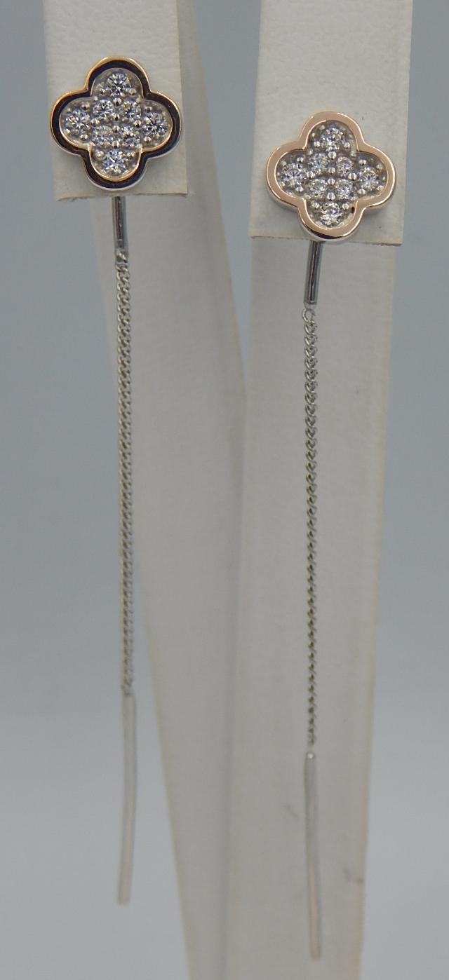 Срібні сережки з позолотою та цирконієм (28352600) 0