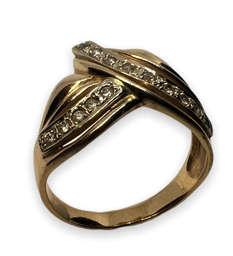 Кольцо из красного и белого золота с цирконием (28824291)  0