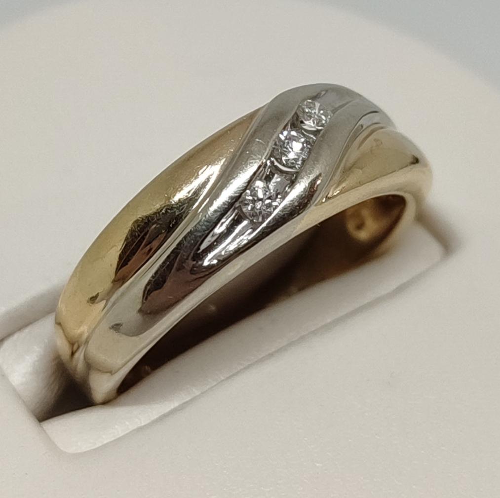 Кольцо из желтого и белого золота с бриллиантом (-ми) (32010512) 0