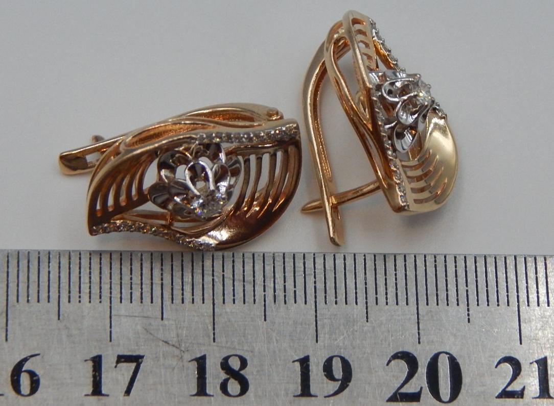 Сережки з червоного та білого золота з діамантом (32191465) 3