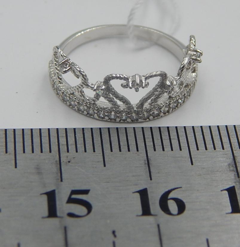 Серебряное кольцо с цирконием (30694704) 2