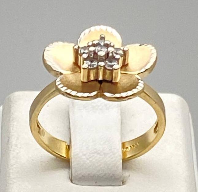 Кольцо из желтого и белого золота с цирконием (30606798)  0