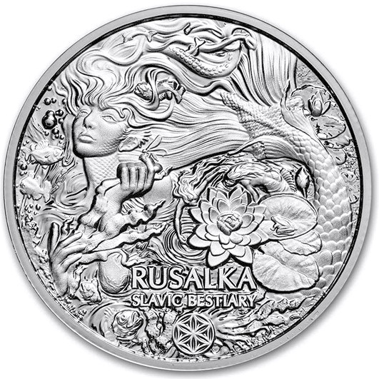 Срібна монета 2oz Русалка Слов'янський Бестіарій 1000 франків КФА 2022 Камерун (31564080) 0