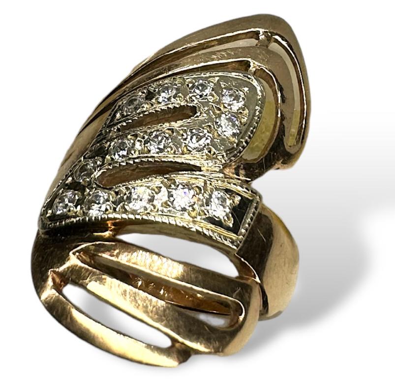 Кольцо из красного и белого золота с цирконием (32854898) 2