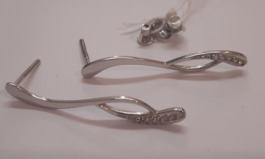 Серебряные серьги с цирконием (28438255) 4