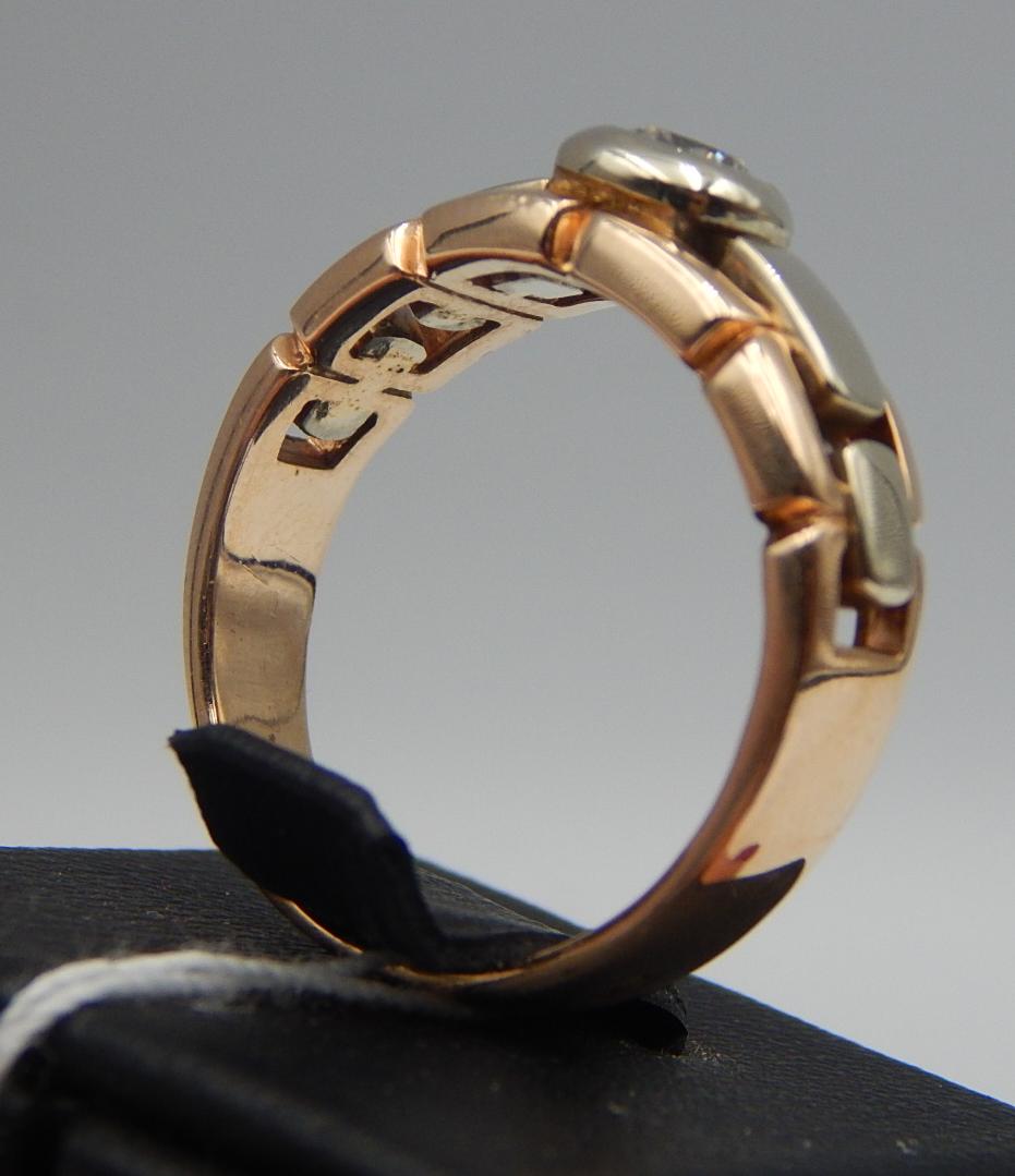 Кольцо из красного и белого золота с цирконием (28920201) 3