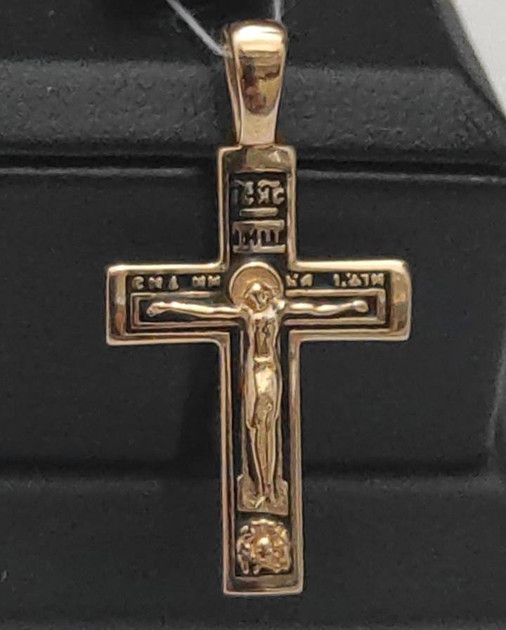 Подвес-крест из красного золота с эмалью (31565579) 0
