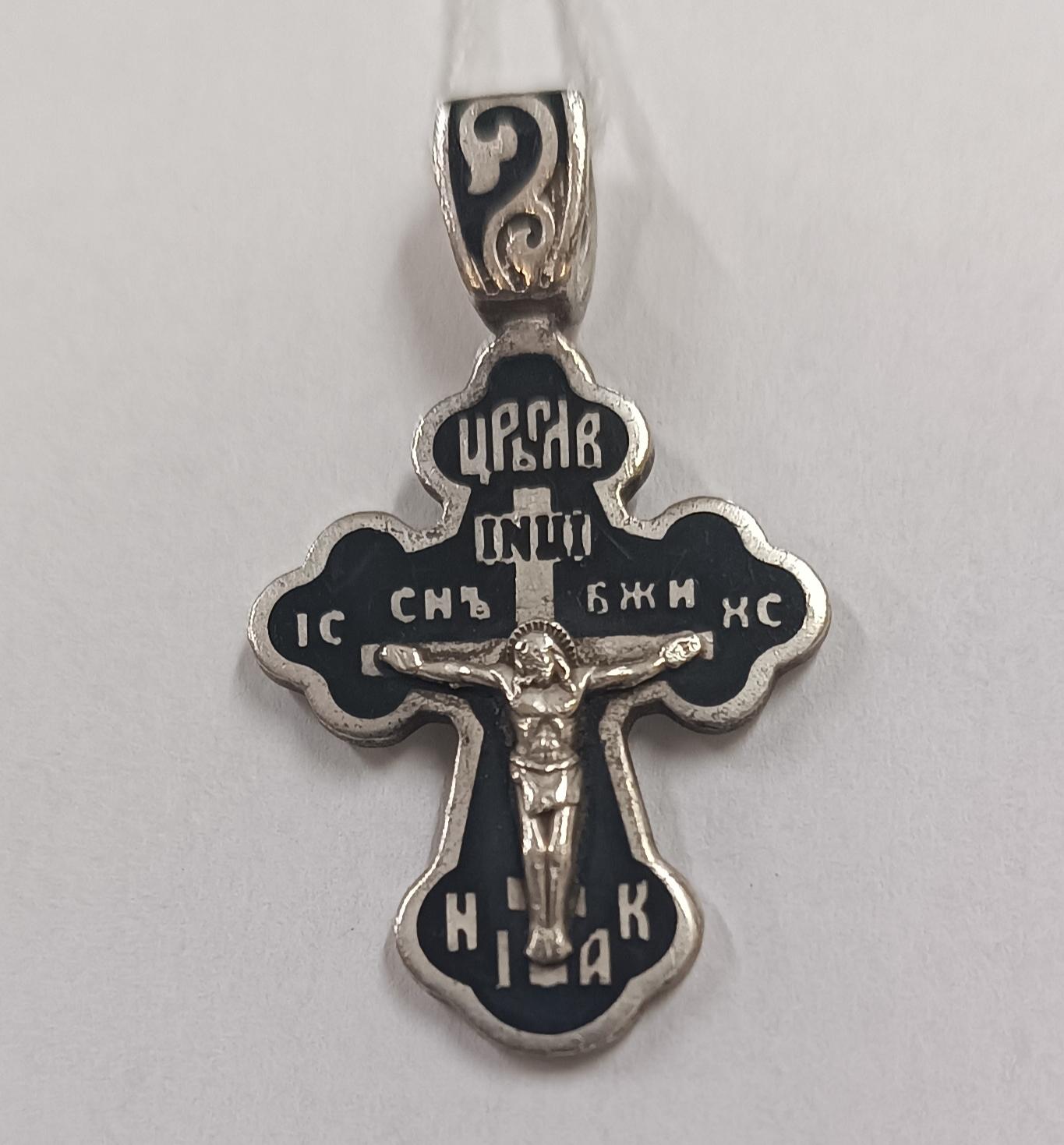 Срібний підвіс-хрест з емаллю (31621823) 0