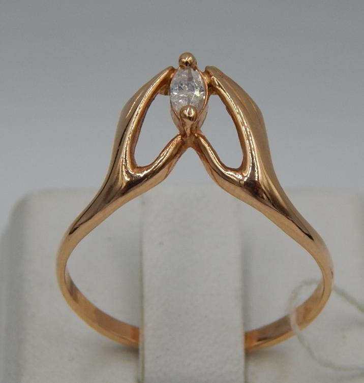 Кольцо из красного золота с цирконием (30840455) 0