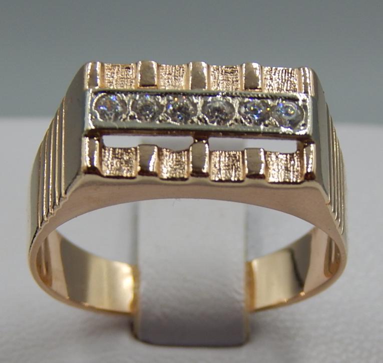 Перстень из желтого и белого золота с цирконием (31761473)  0