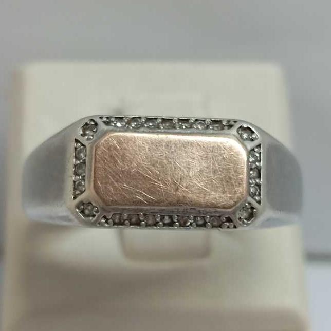 Серебряный перстень с позолотой и цирконием (33615052) 0