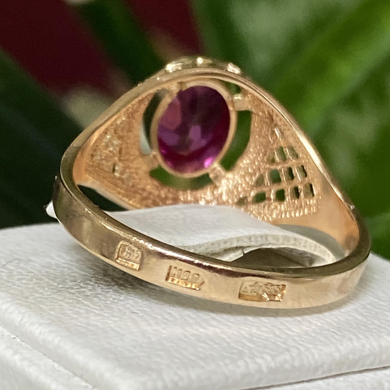 Кольцо из красного золота с корундом (30924119)  3