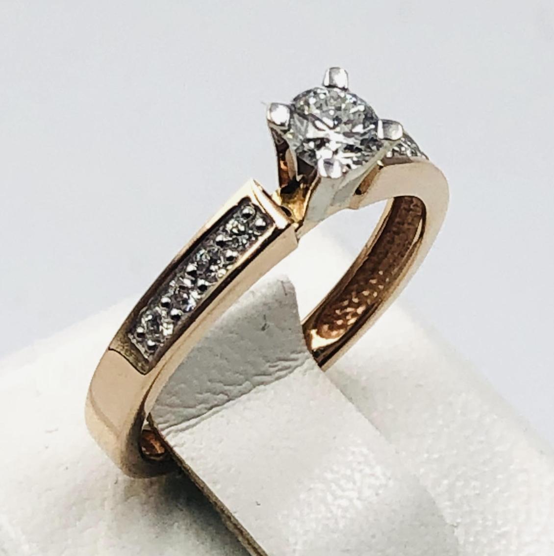 Кольцо из красного и белого золота с бриллиантом (-ми) (33616218) 0