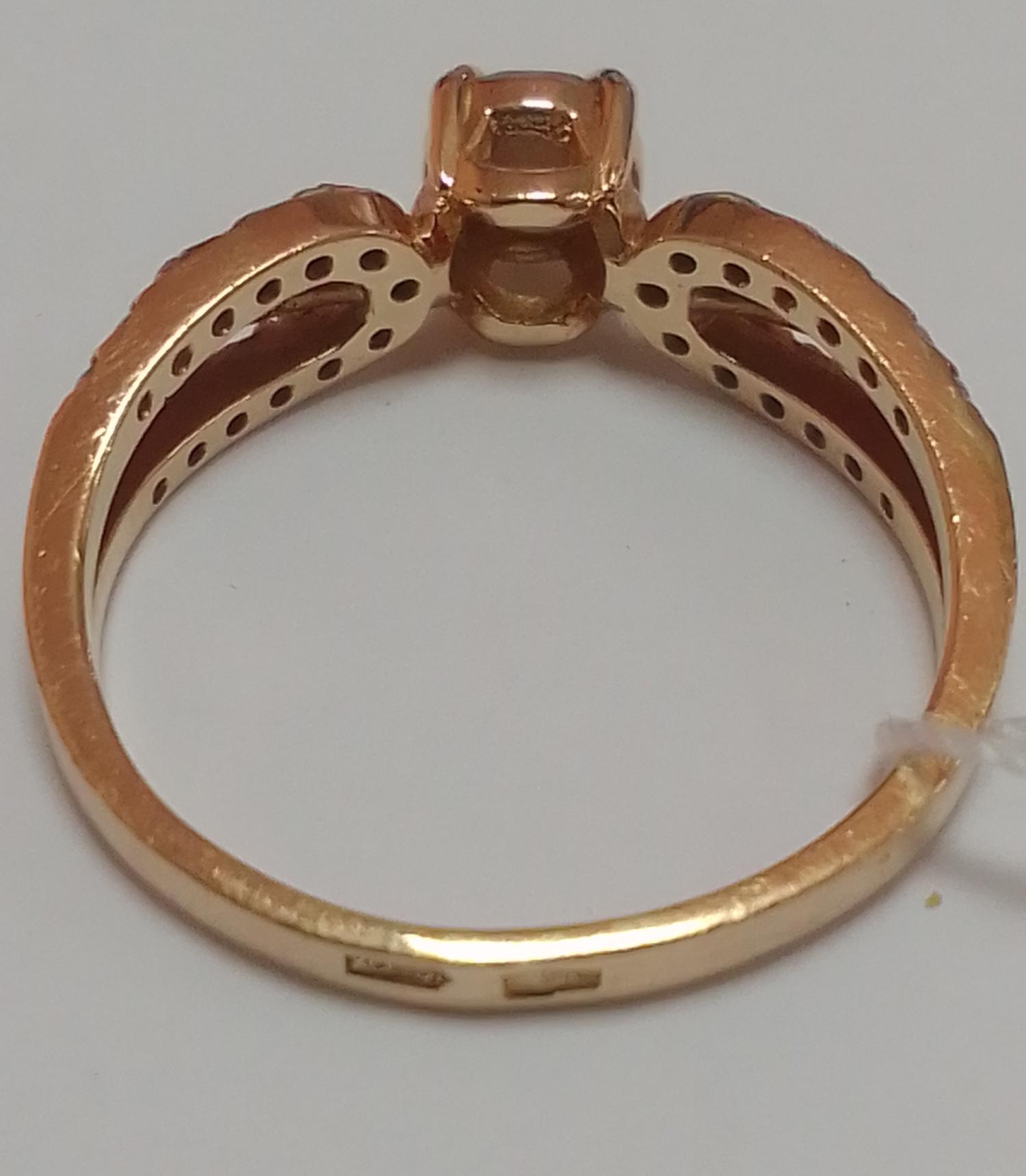 Кольцо из красного золота с цирконием (32776187) 3