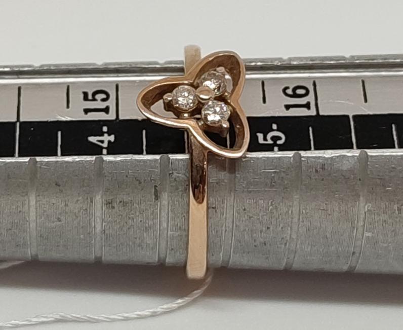 Кольцо из красного золота с бриллиантом (-ми) (27417059) 3