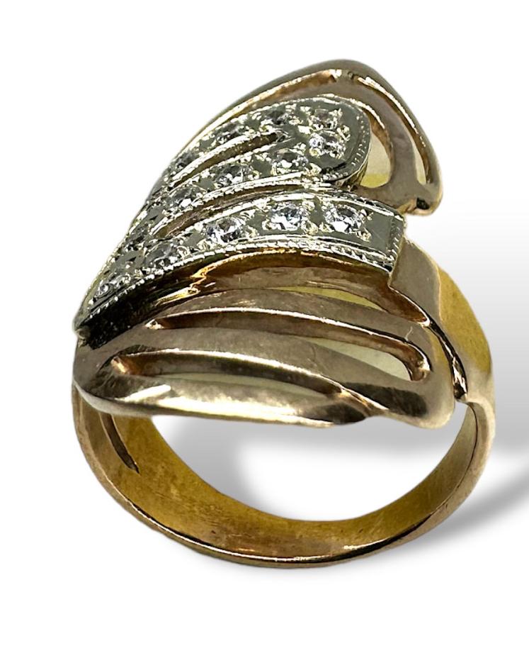 Кольцо из красного и белого золота с цирконием (32854898) 1