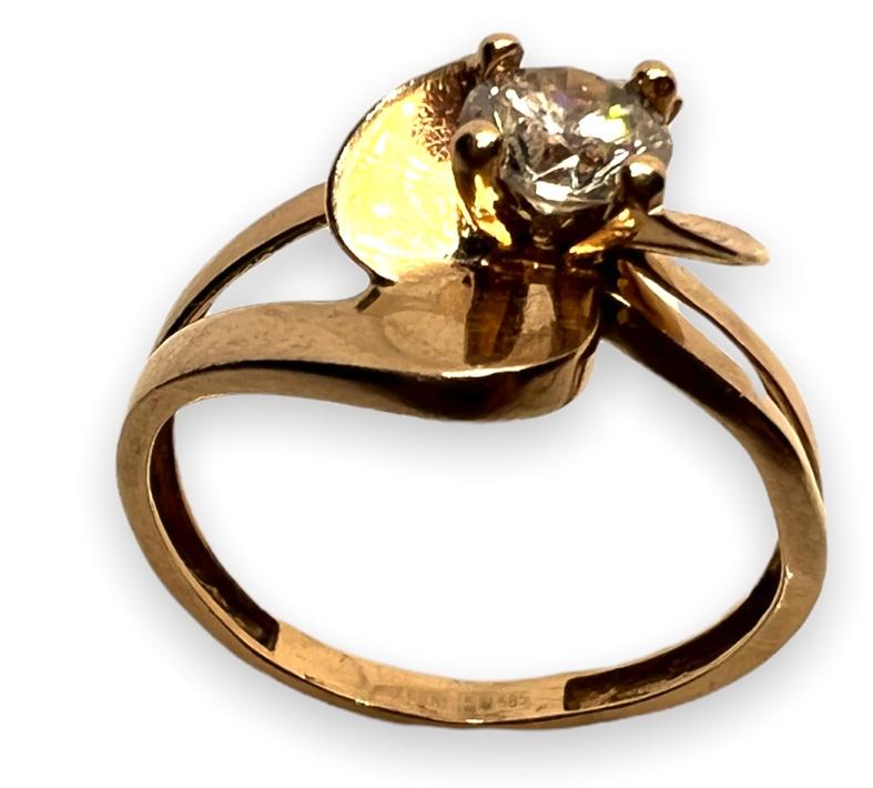 Кольцо из красного золота с цирконием (28897072)  4