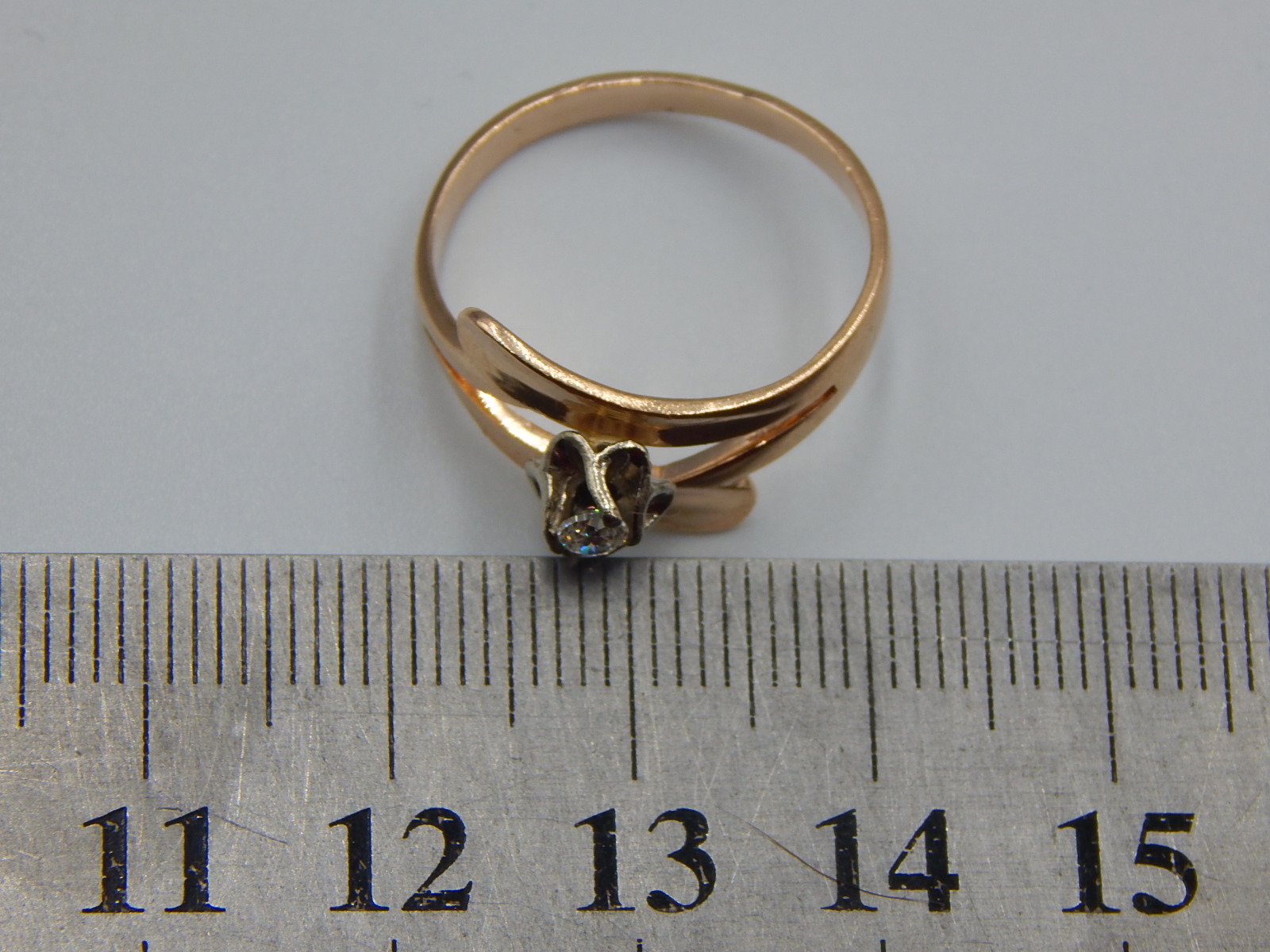 Кольцо из красного и белого золота с цирконием (33763224) 6