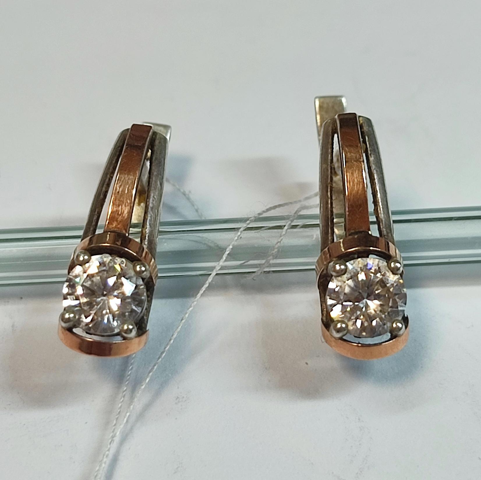 Серебряные серьги с позолотой и цирконием (33775204) 0