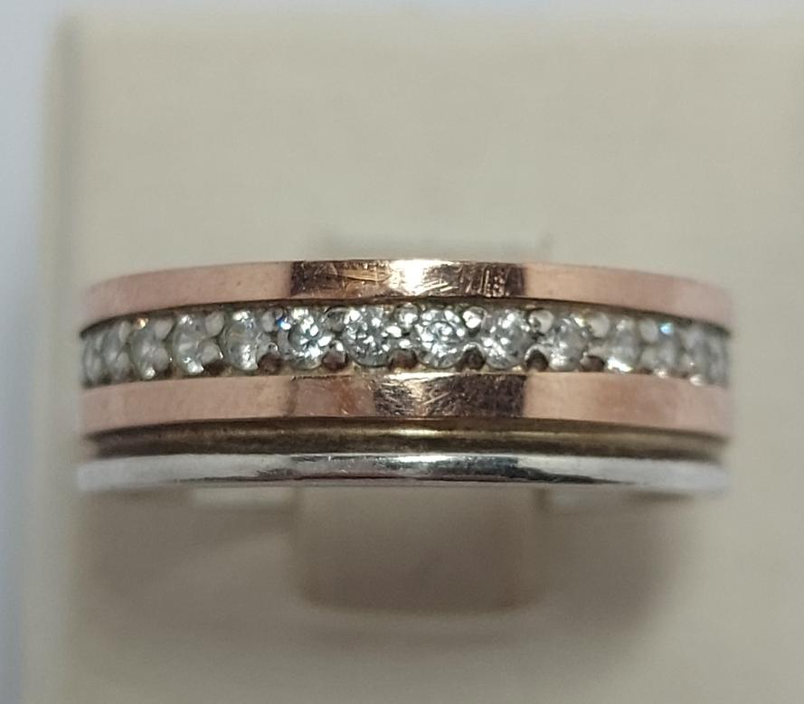 Серебряное кольцо с позолотой и цирконием (33669468) 0