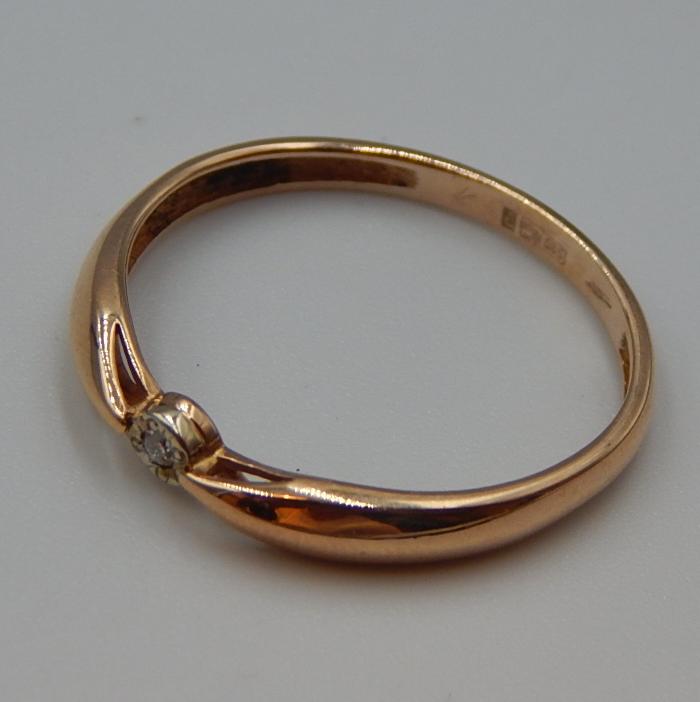 Кольцо из красного золота с бриллиантом (-ми) (32199997) 4