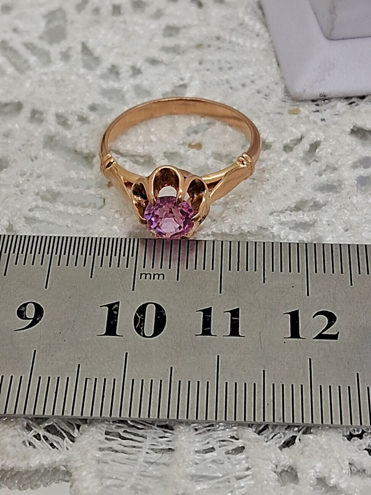 Кольцо из красного золота с корундом (33297986) 7