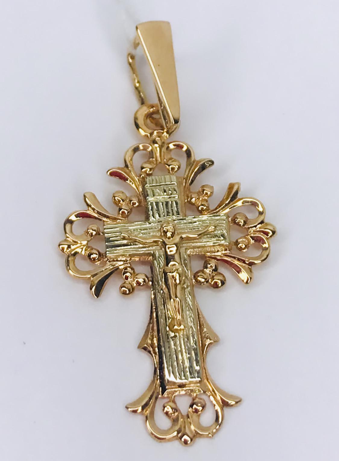 Підвіс-хрест з червоного та білого золота (33672461) 0