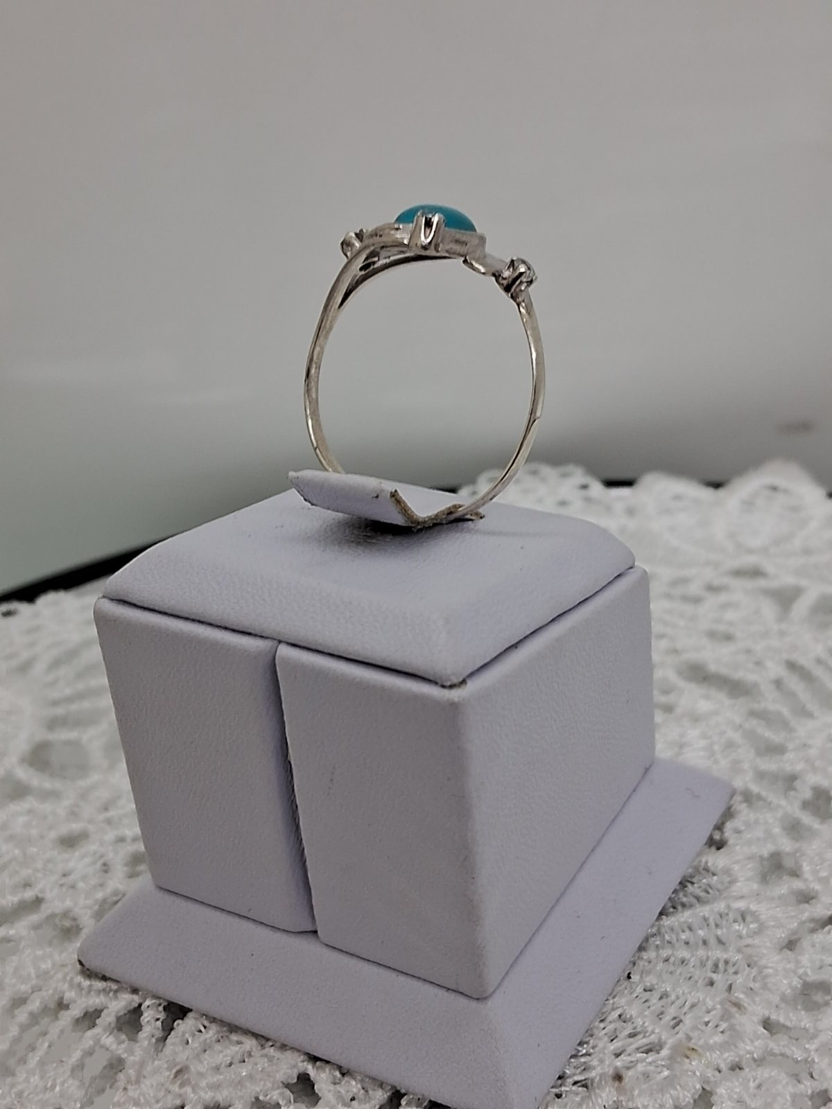 Серебряное кольцо с цирконием и бирюзой (33160655) 2