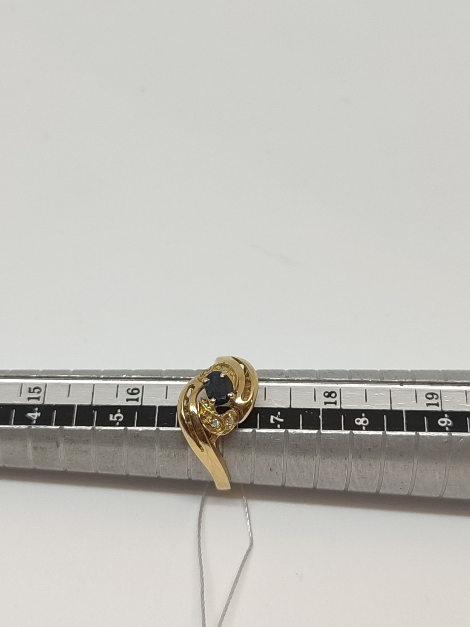 Каблучка з жовтого золота з сапфіром і діамантом (-ми) (28543362) 8