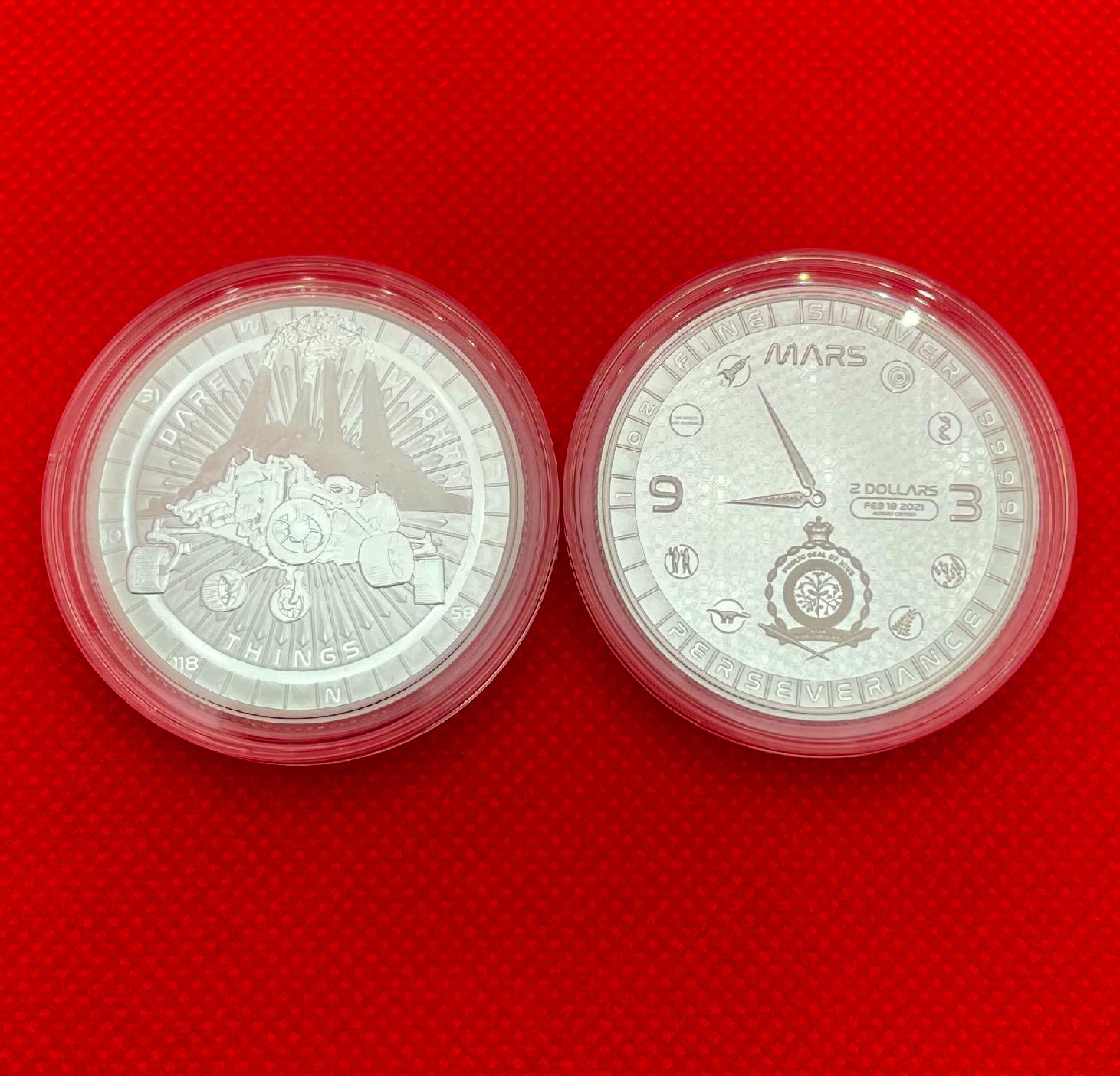 Серебряная монета 1oz Марсоход 2 доллара 2021 Ниуэ (29128146) 0