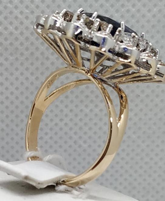 Кольцо из желтого и белого золота с цирконием и бриллиантом (-ми) (30477622) 4