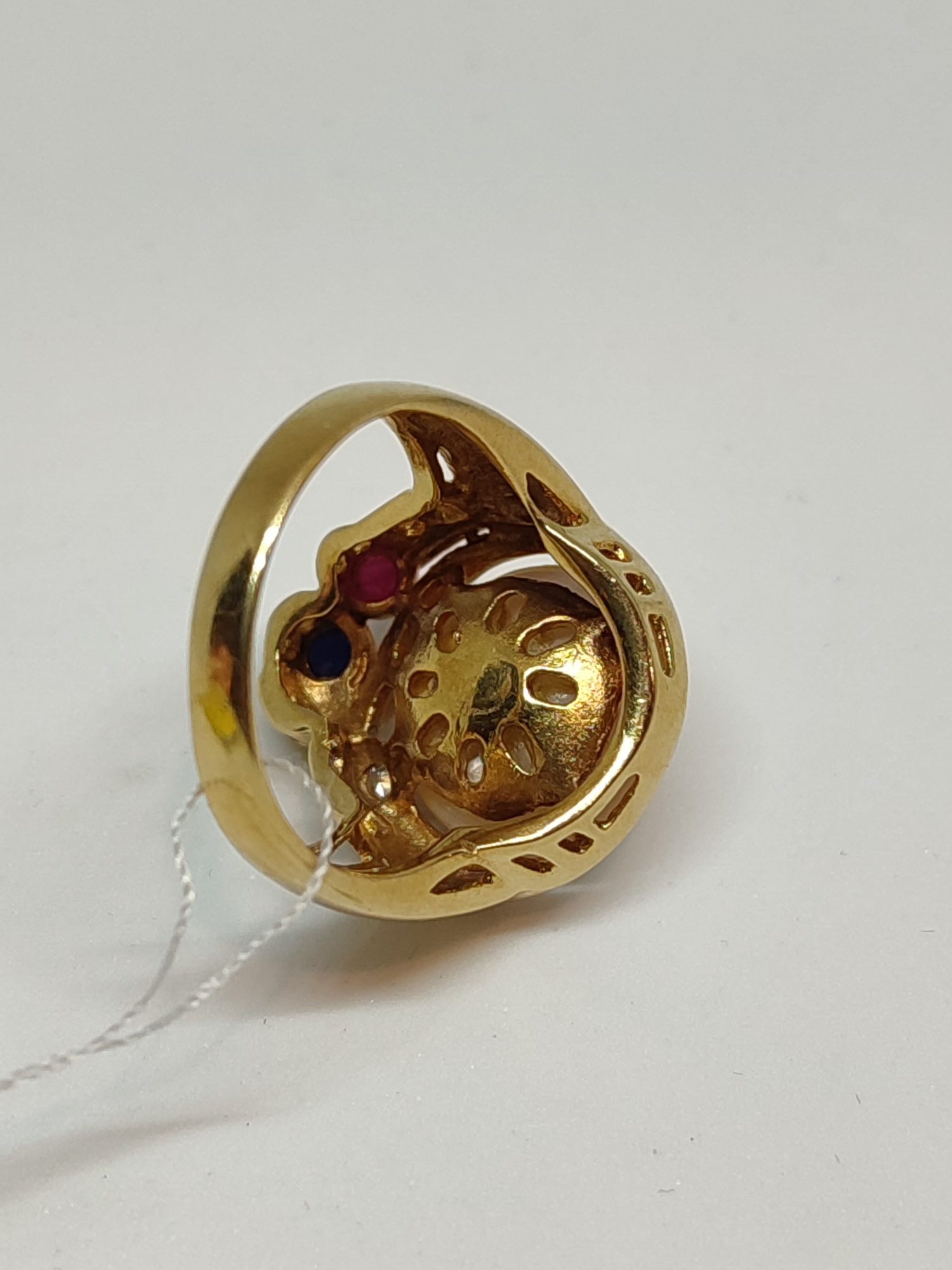 Каблучка з жовтого золота із сапфіром, перлами та діамантом (-ми) (27417678) 2