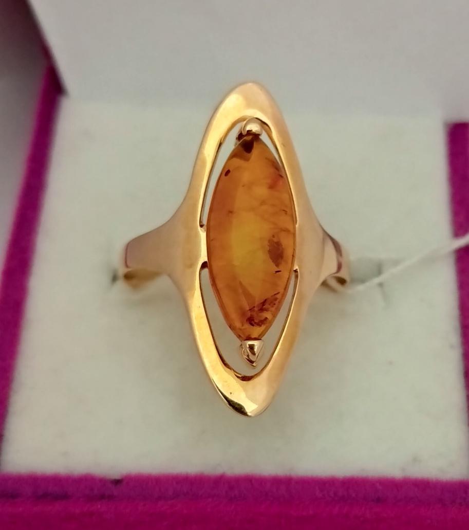 Кольцо из красного золота с янтарем (32321772) 0