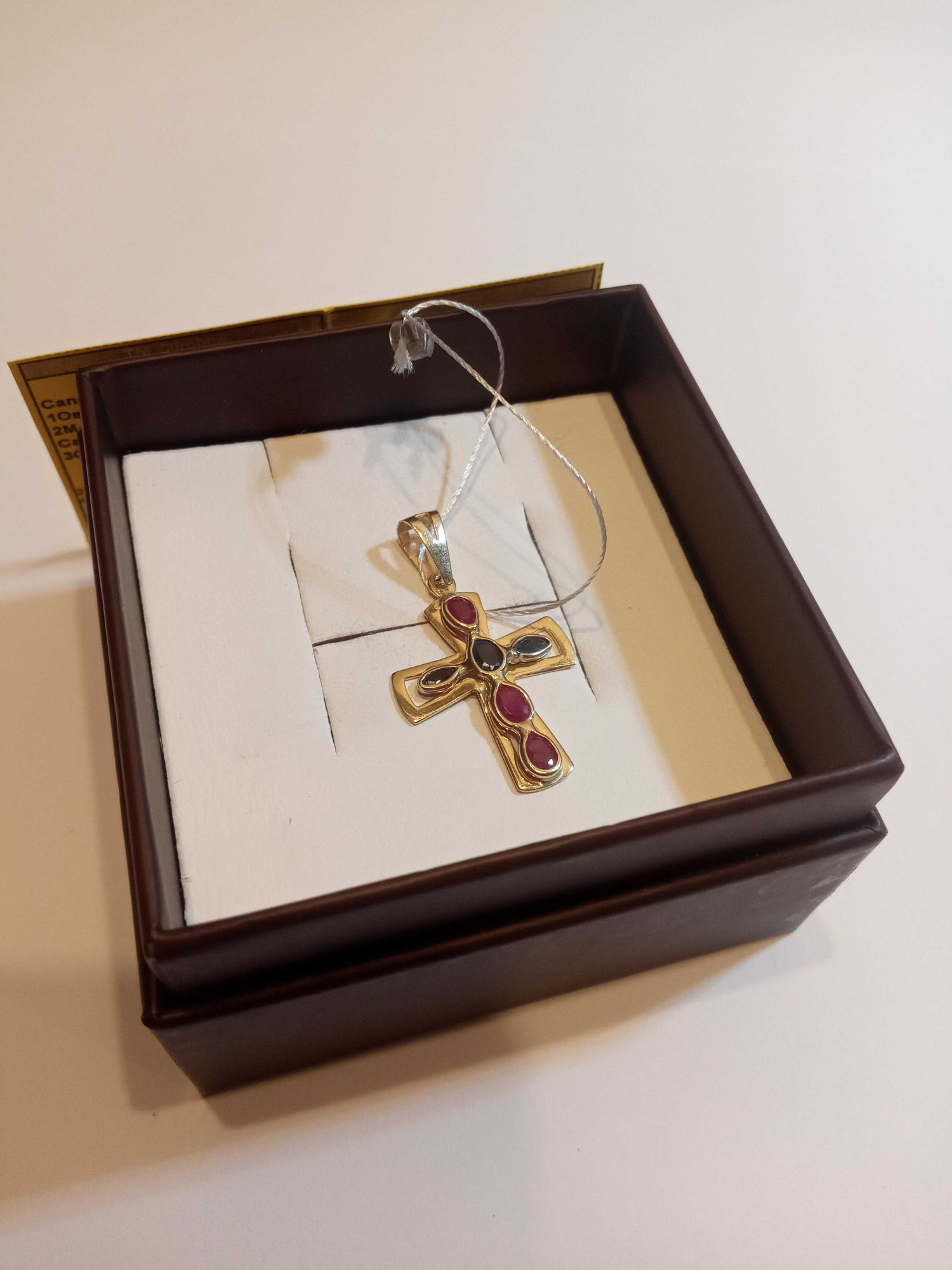Підвіс-хрест з червоного золота з сапфіром (27418361) 5