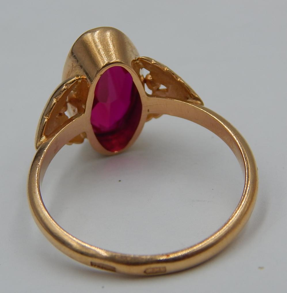 Кольцо из красного золота с корундом (28994481) 8