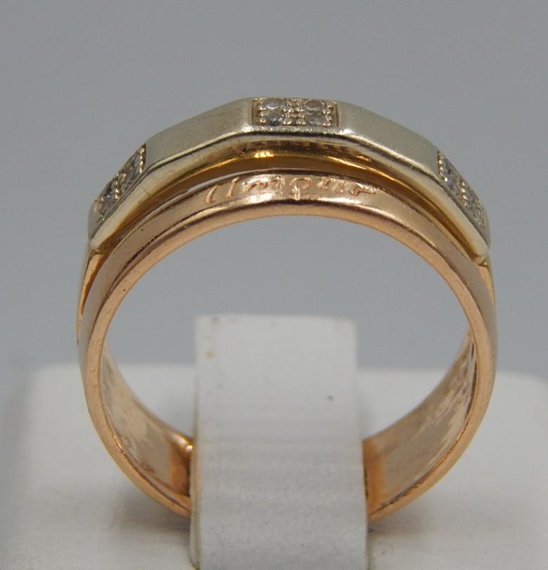 Кольцо из красного и белого золота с цирконием (28199527) 1