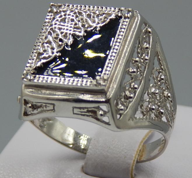 Серебряный перстень с эмалью и цирконием (30816361) 1
