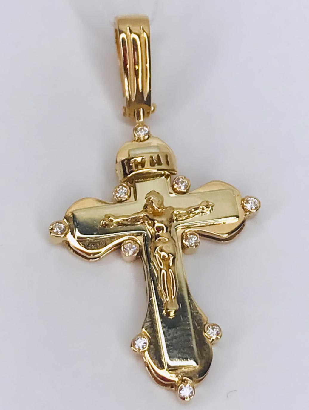 Підвіс-хрест з червоного та білого золота з цирконієм (33672502) 0