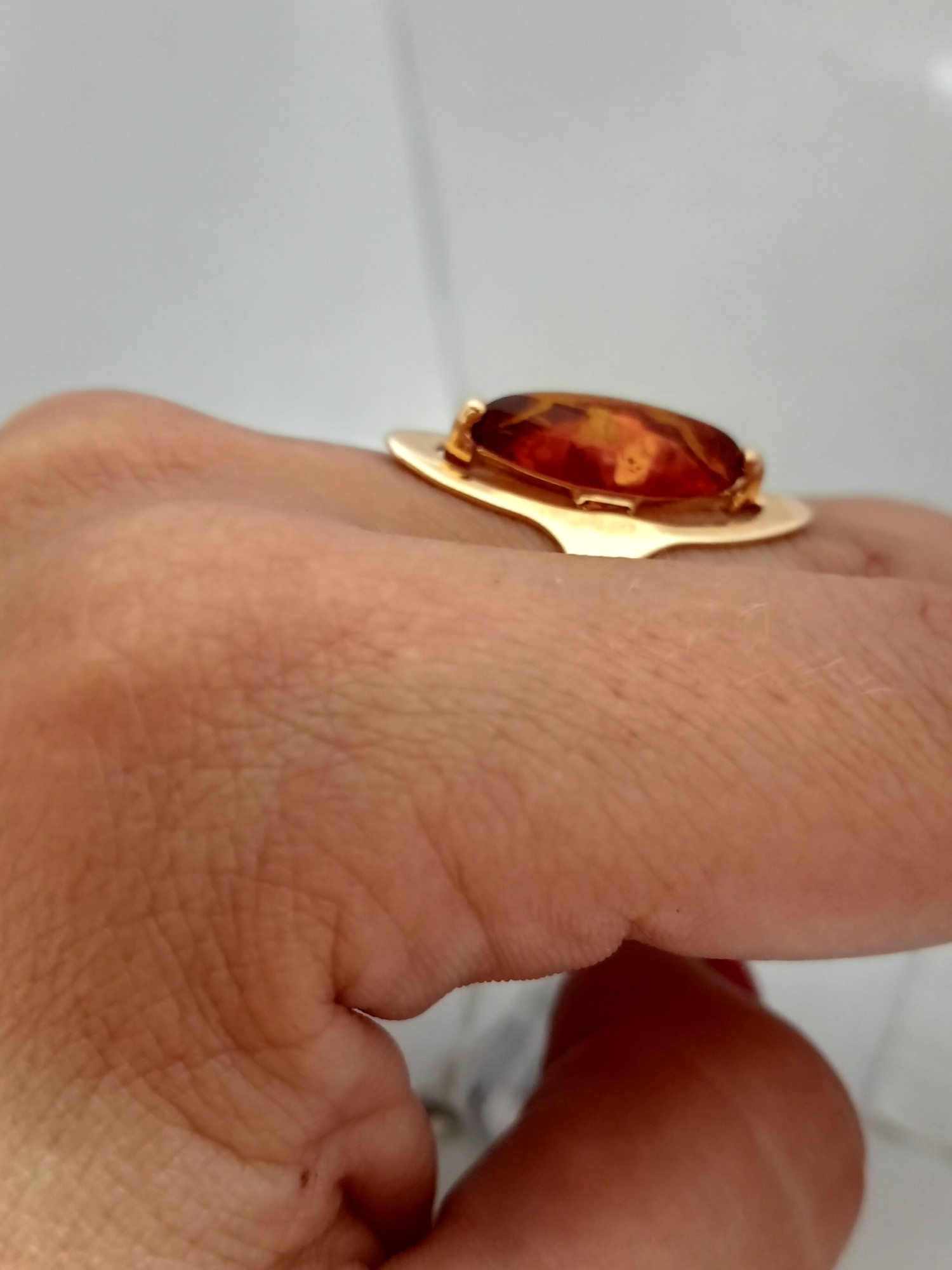 Кольцо из красного золота с янтарем (32321772) 1