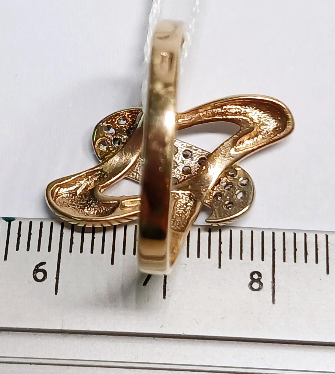 Кольцо из красного и белого золота с цирконием (32609786) 7