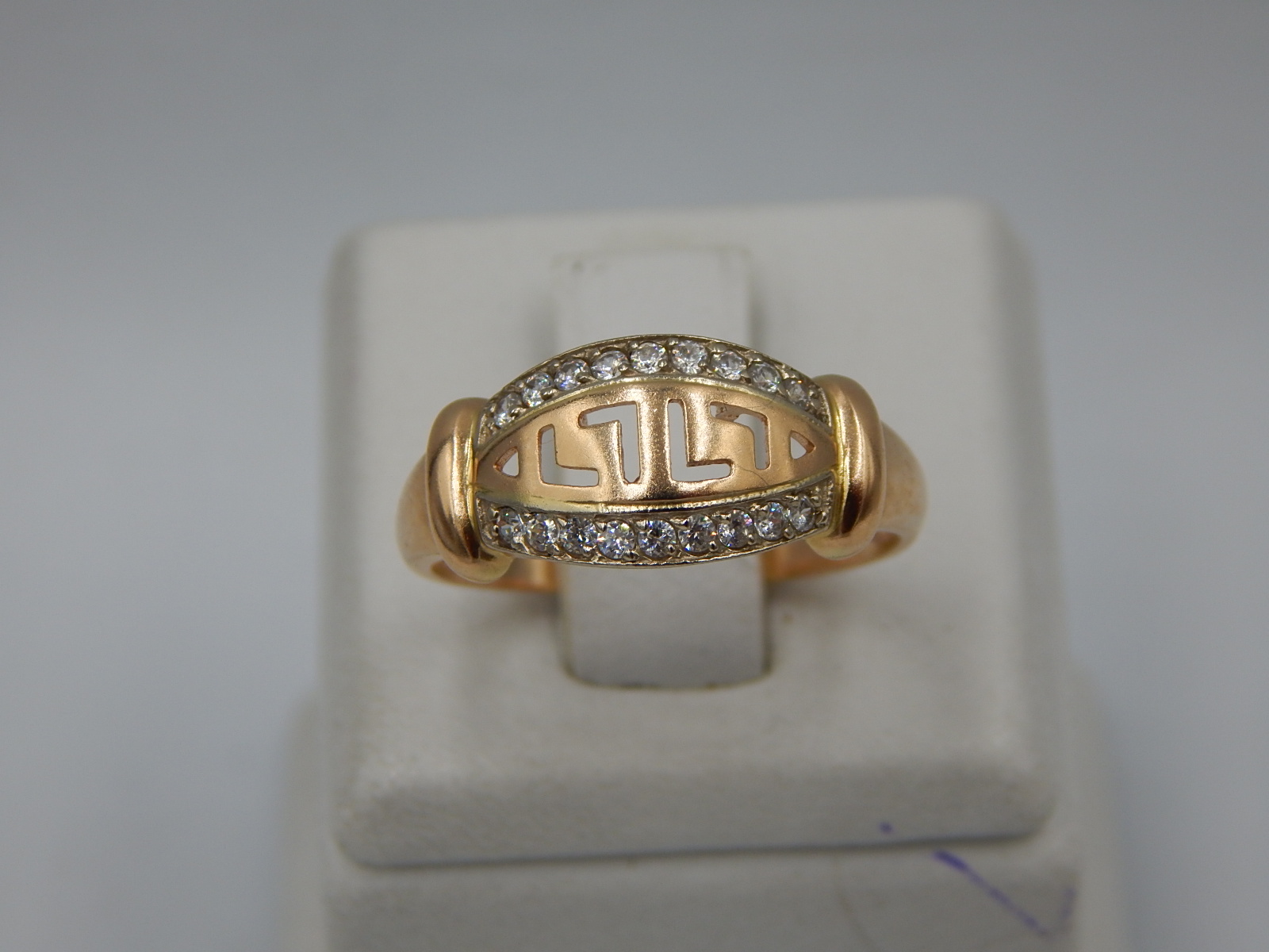 Кольцо из красного и белого золота с цирконием (33763180)  2
