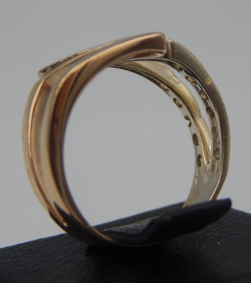 Кольцо из красного и белого золота с цирконием (29906677) 2