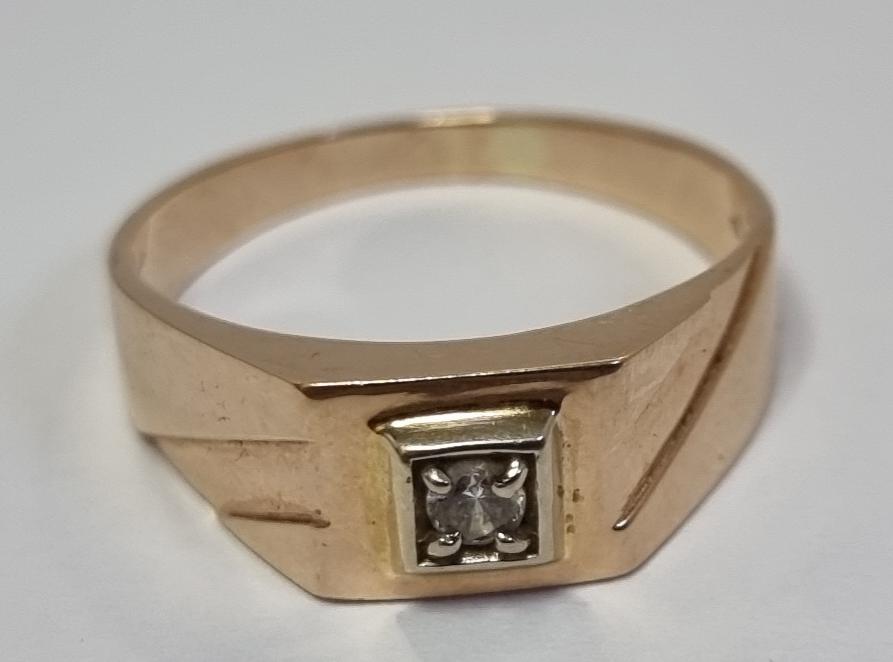 Перстень из красного и белого золота с цирконием (33872916) 6