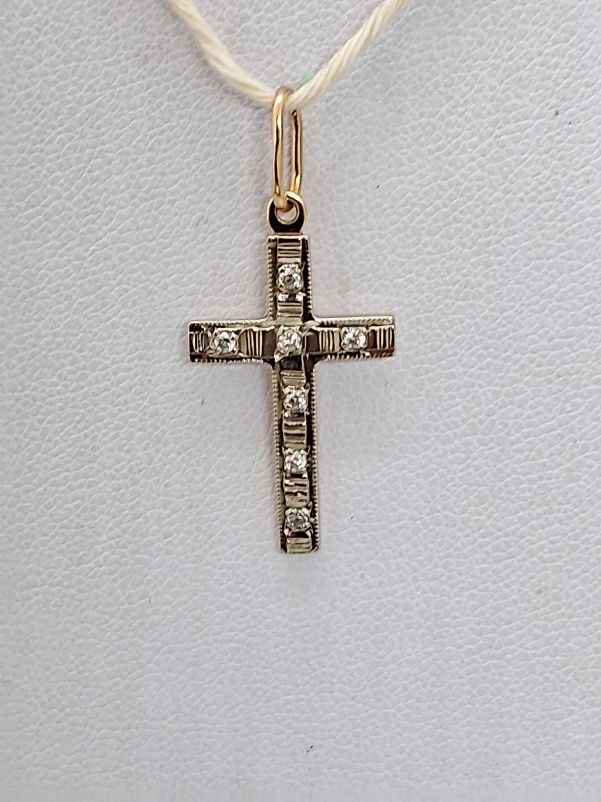 Підвіс-хрест з червоного та білого золота з цирконієм (33425519) 0