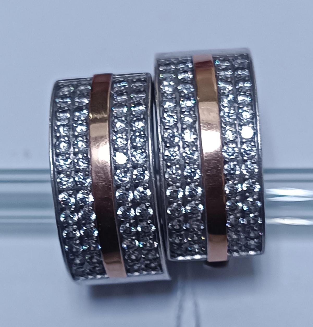 Серебряные серьги с позолотой и цирконием (33595085) 0